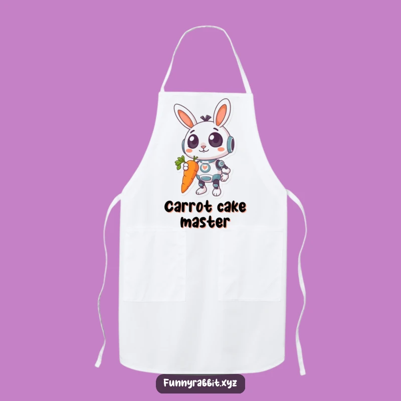 Funny Surprised Rabbit Bot Apron: Giant Carrot Kitchen Wear