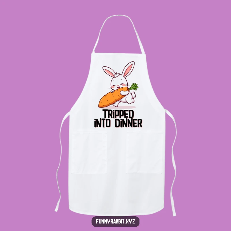 Funny Rabbit Tripping Apron, Kitchen Cartoon Fun for Clumsy Chefs