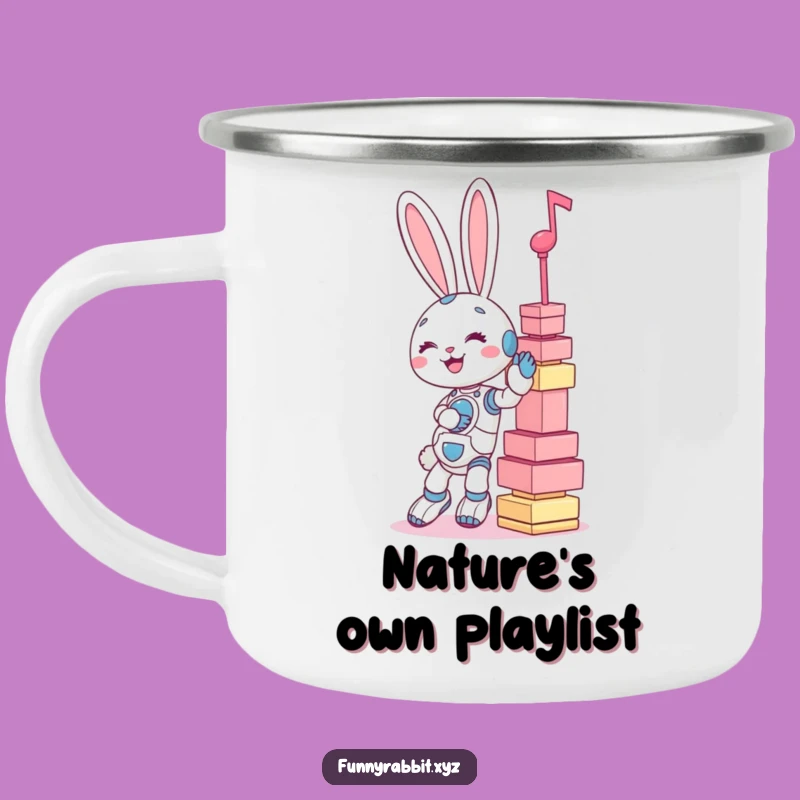 Funny Rabbit Bot Music Tower Camping Mug - Adventure Fuel for Laughs