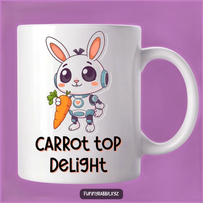 Funny Surprised Rabbit Bot Mug: Giant Carrot Surprise Gift