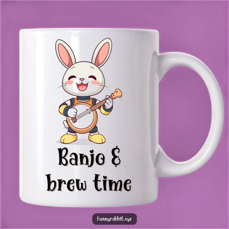 Funny Rabbit Bot Banjo Player Mug - Hilarious Gift for Music & Tech Fans