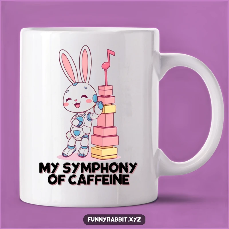 Funny Rabbit Bot Music Tower Mug - Hilarious Gift for Musicians and Tech Lovers