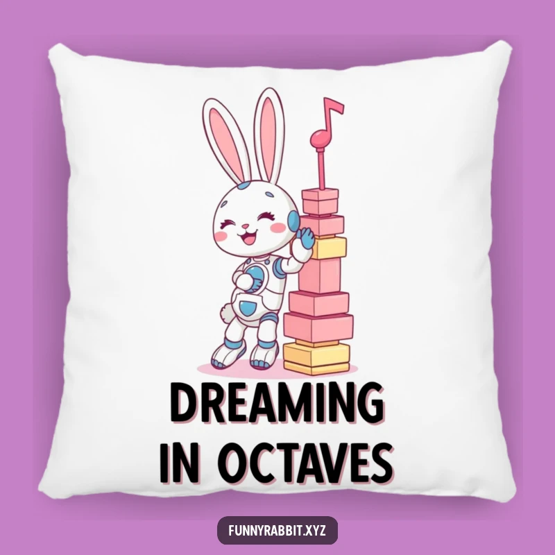 Funny Rabbit Bot Music Tower Pillow - Comfy Humor for Your Couch