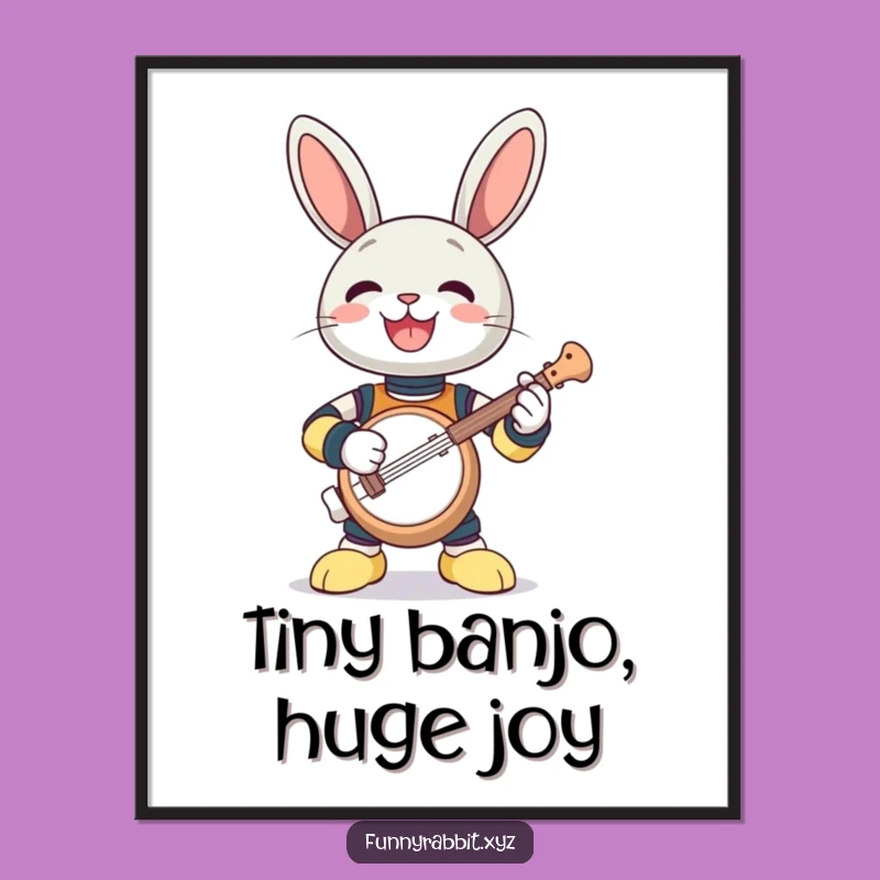 Funny Rabbit Bot Banjo Digital Print - Instant Musical Joy