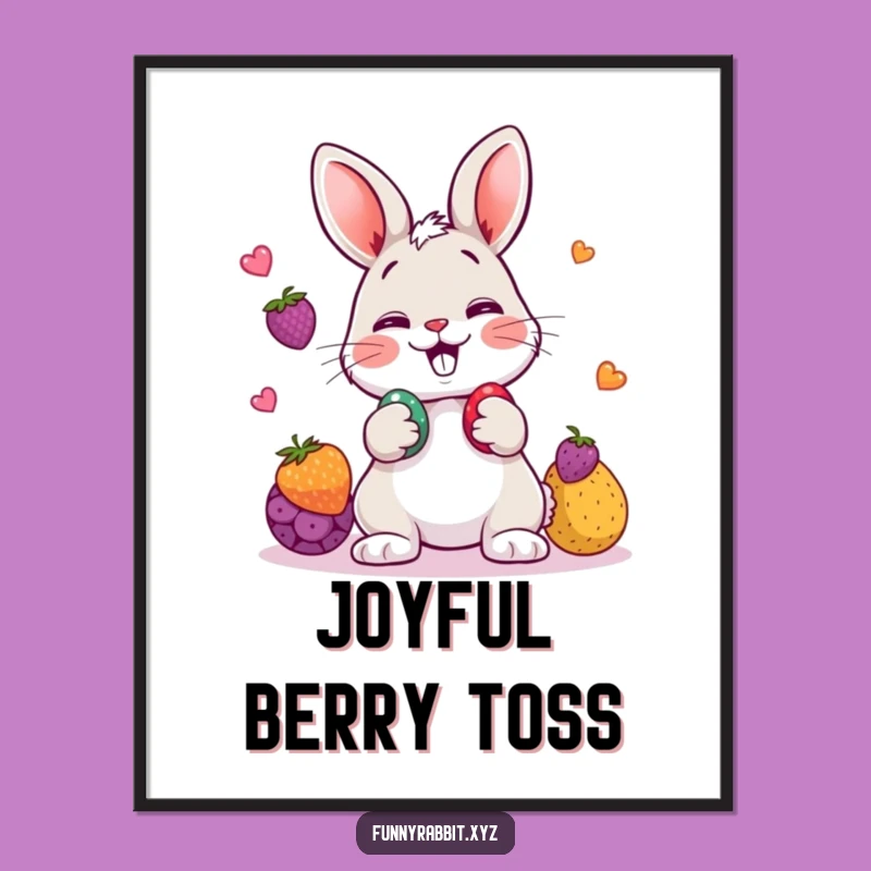 Funny Rabbit Juggling Digital Art, Instant Cartoon Joy for Walls