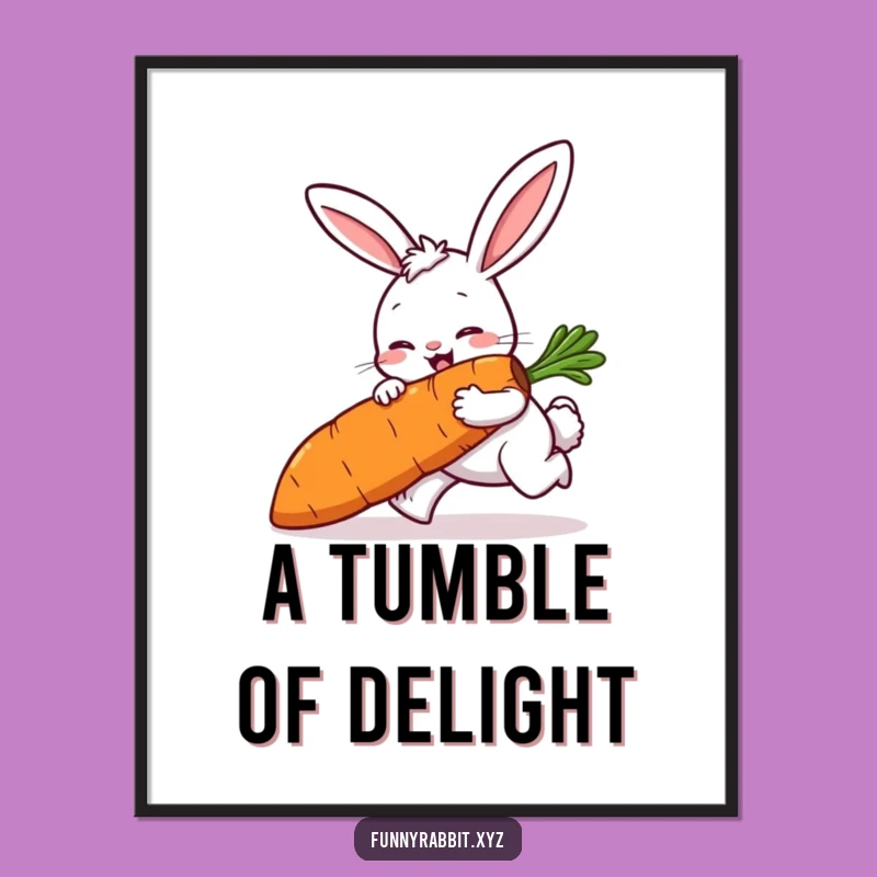 Funny Rabbit Tripping Digital Art, Instant Cartoon Chaos for Walls