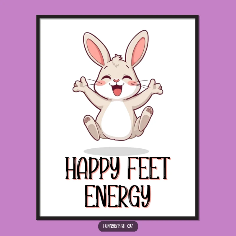 Funny Dancing Rabbit Digital Art: Instant Joyful Cartoon Decor