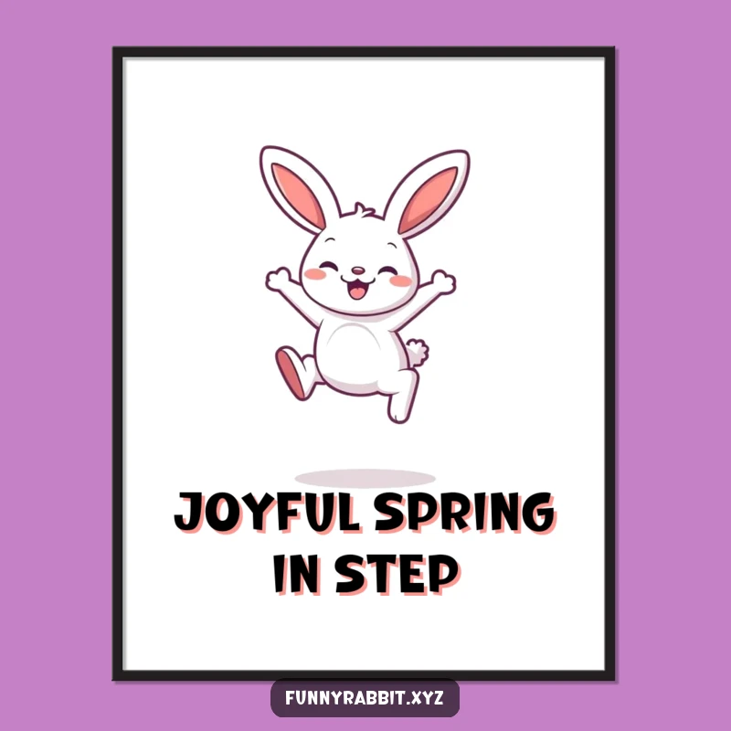 Funny Rabbit Bouncing Digital Art, Instant Cartoon Joy for Walls