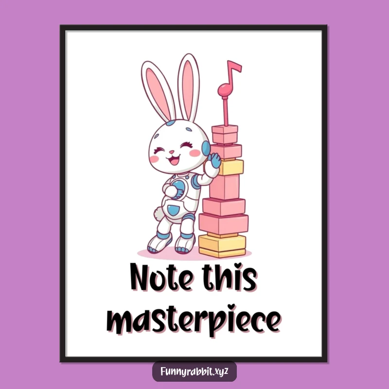 Funny Rabbit Bot Music Tower Digital Print - Instant Humor for Your Walls