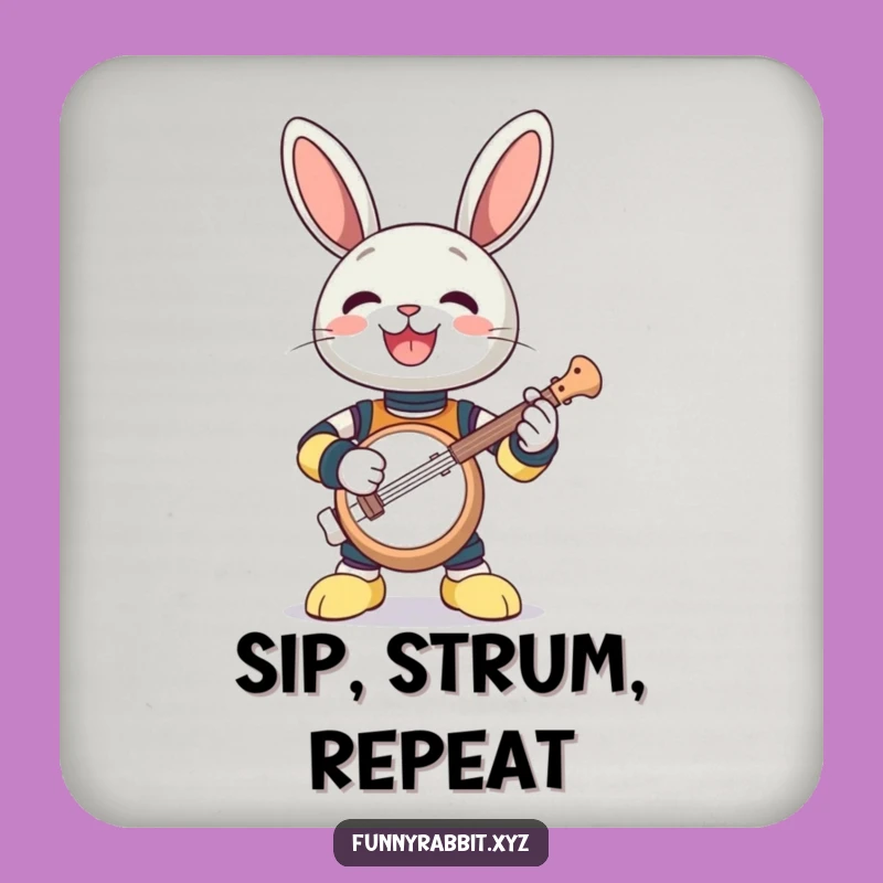 Funny Rabbit Bot Banjo Coaster - Protect Surfaces with Musical Charm