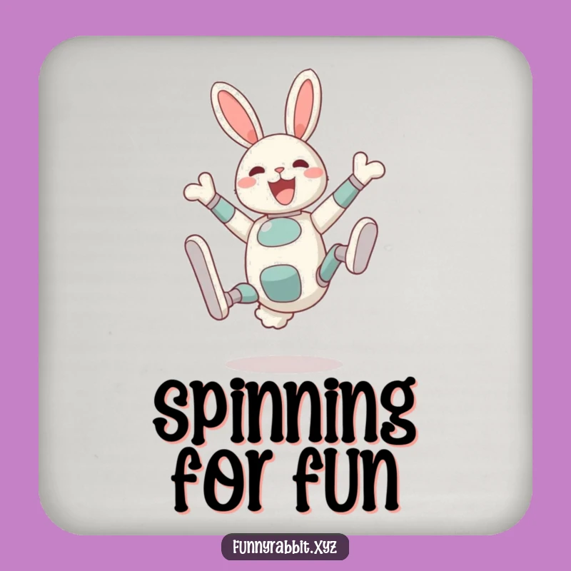 Funny Delighted Rabbit Bot Coaster: Silly Somersault Protector