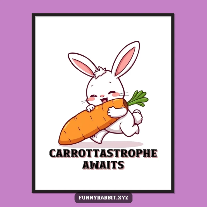 Funny Rabbit Tripping Poster, Comical Cartoon Art for Whimsical Walls