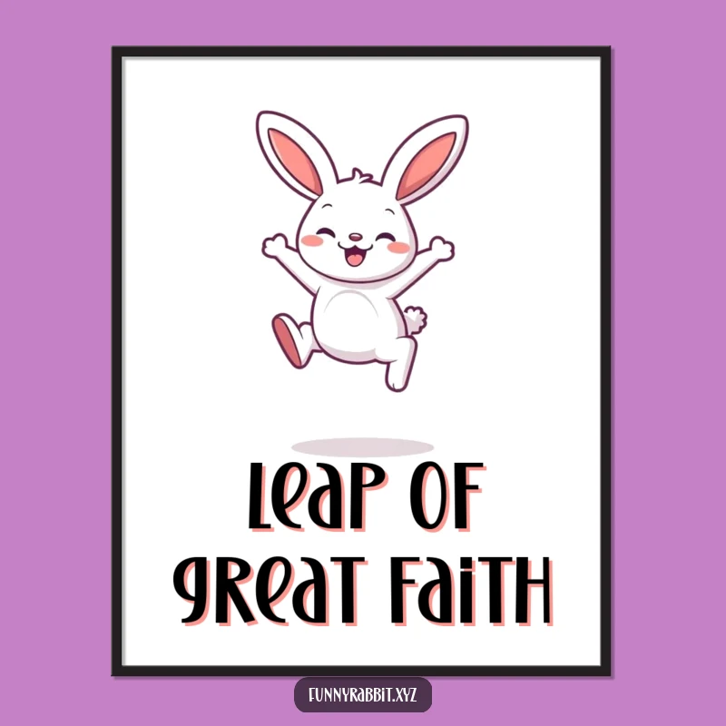 Funny Rabbit Bouncing Poster, Whimsical Cartoon Art for Playful Decor