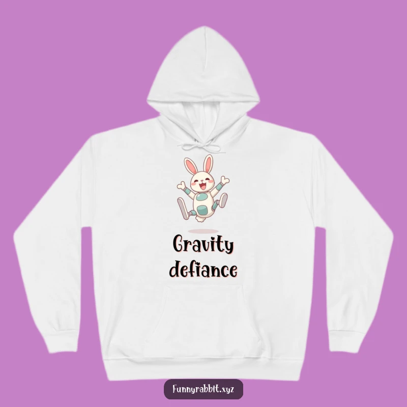 Funny Delighted Rabbit Bot Hoodie: Cozy Silly Somersault Sweatshirt