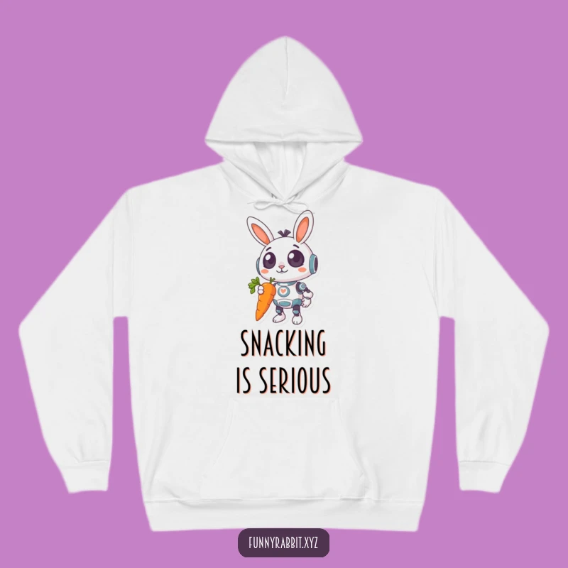 Funny Surprised Rabbit Bot Hoodie: Cozy Giant Carrot Sweatshirt