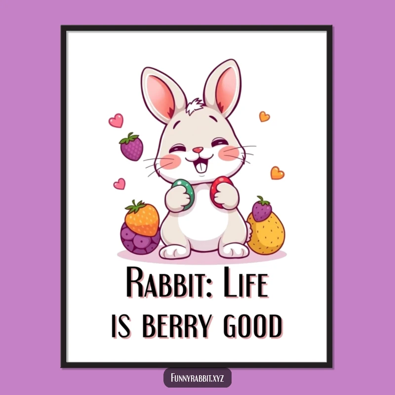 Free Printable Rabbit Juggling Wall Art: Giggling Cartoon Downloadable Home Decor