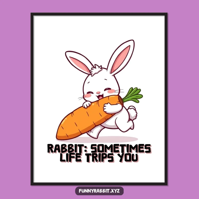 Free Printable Rabbit Tripping Wall Art: Comical Cartoon Downloadable Home Decor