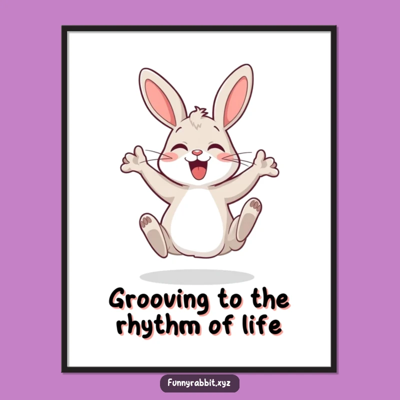 Funny Free Printable Wall Art: Dancing Rabbit Silly Joyful Humorous Downloadable Decor