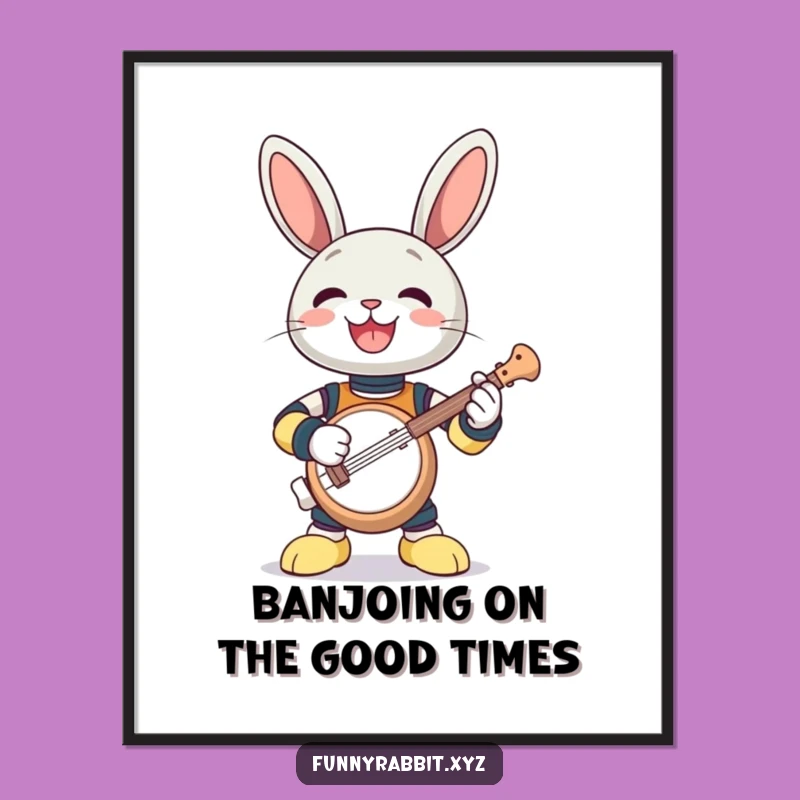Funny Free Printable Wall Art: Rabbit Bot Banjo Player - Quirky Downloadable Decor