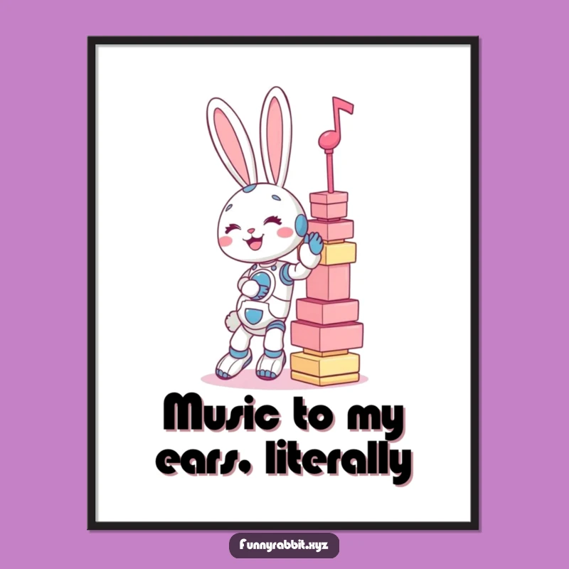 Funny Free Printable Wall Art: Rabbit Bot Music Chaos - Quirky Downloadable Decor