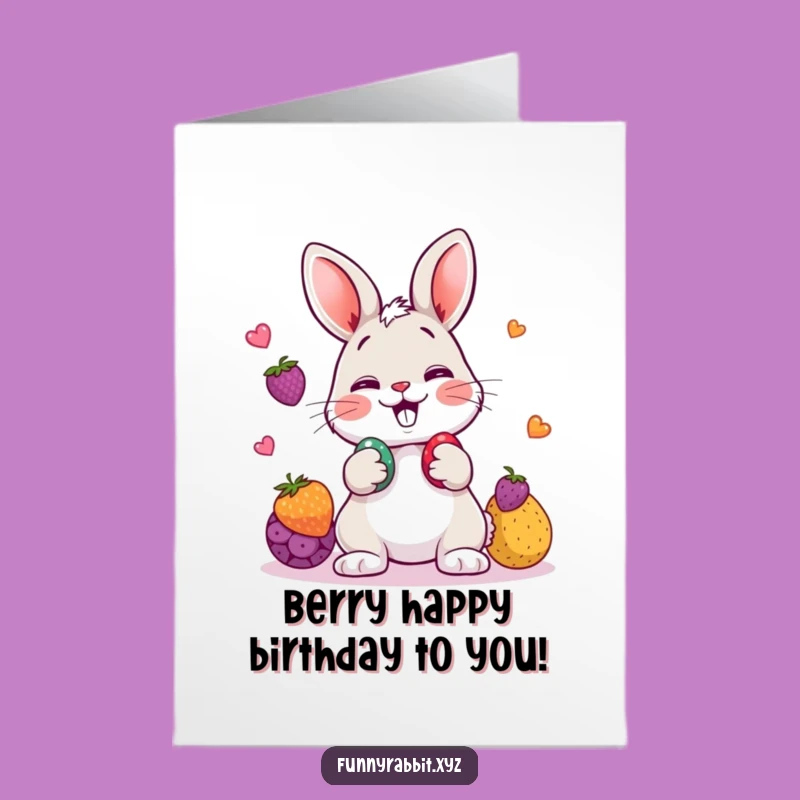 Free Printable Rabbit Juggling Birthday Card: Giggling Cartoon Downloadable Gift