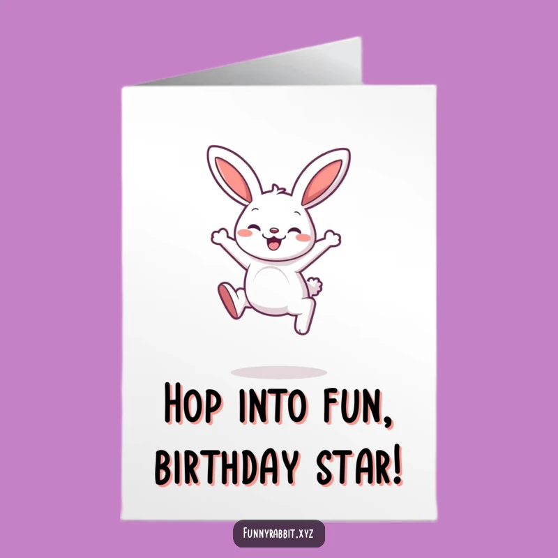 Free Printable Rabbit Birthday Card: Bouncing Cartoon Downloadable Gift