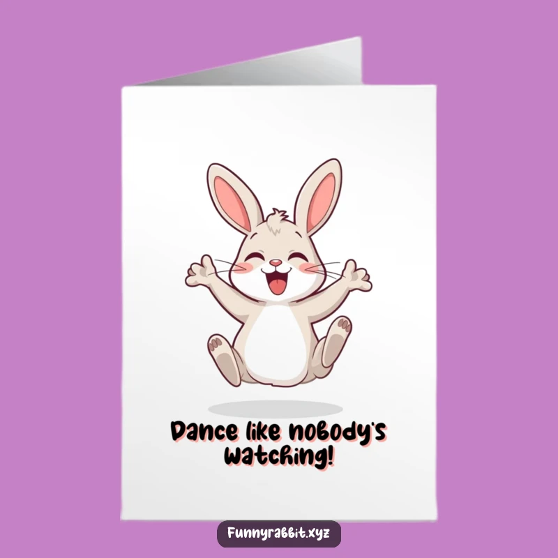 Free Printable Congrats Card: Dancing Rabbit Silly Celebration Funny Downloadable