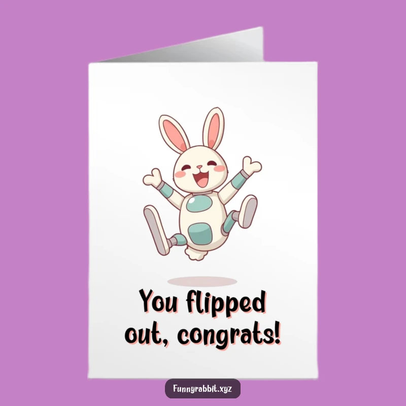 Free Printable Congratulations Card: Delighted Rabbit Bot's Joyful Flip