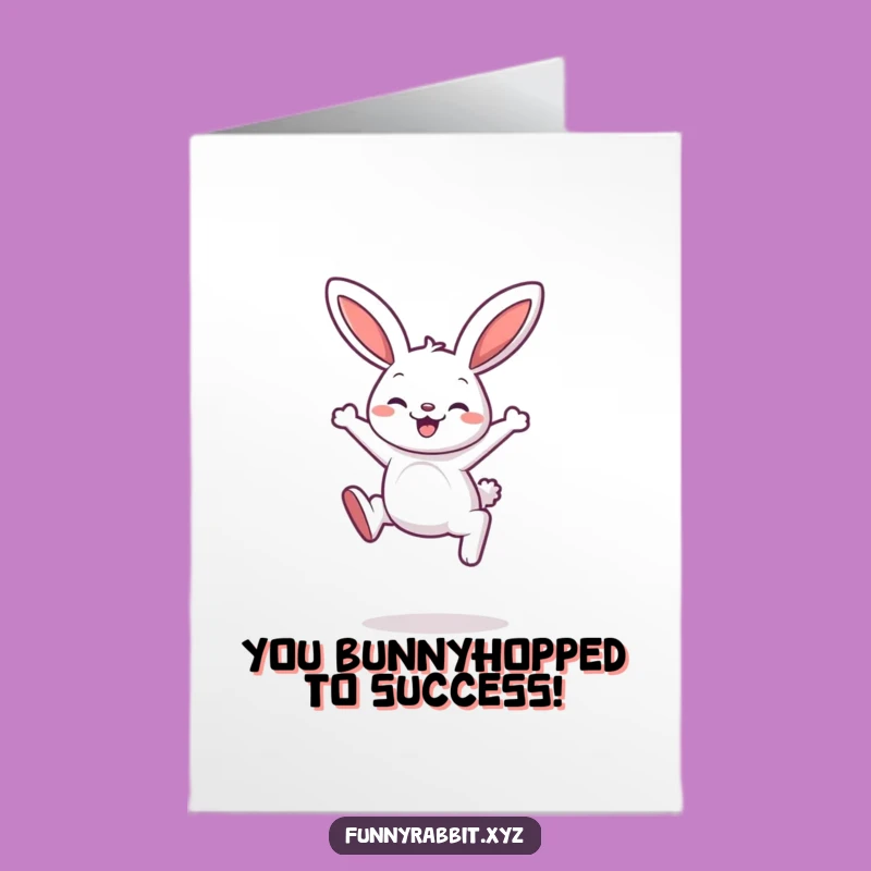 Free Printable Rabbit Bounce Congrats Card: Delighted Cartoon Downloadable Gift