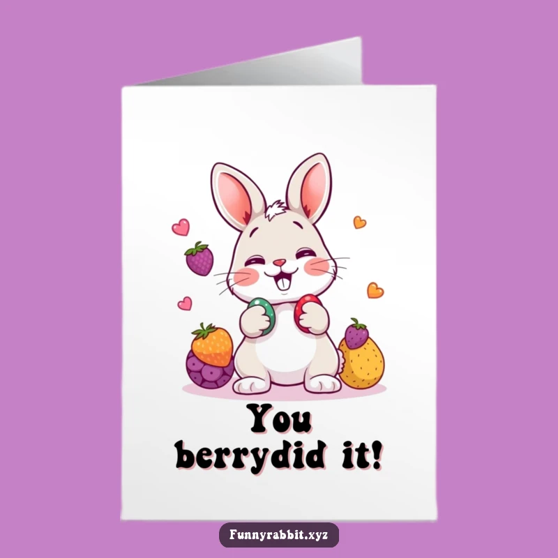 Free Printable Rabbit Juggling Congrats Card: Giggling Cartoon Downloadable Gift