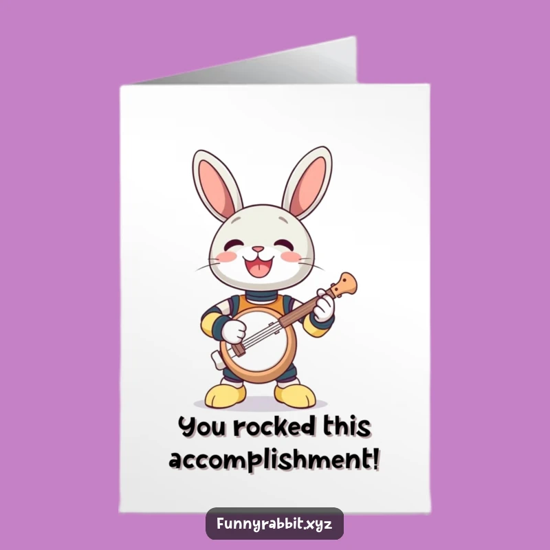 Free Printable Congrats Card: Funny Rabbit Bot Banjo Jam - Downloadable Celebration Gift