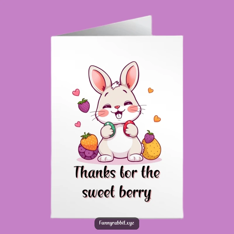 Free Printable Rabbit Juggling Thank You Card: Giggling Cartoon Downloadable Gift