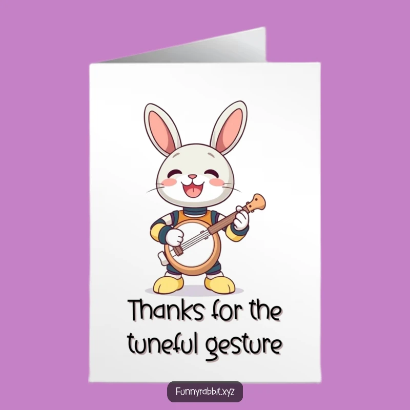 Free Printable Thank You Card: Funny Rabbit Bot Banjo - Musical Downloadable Gift