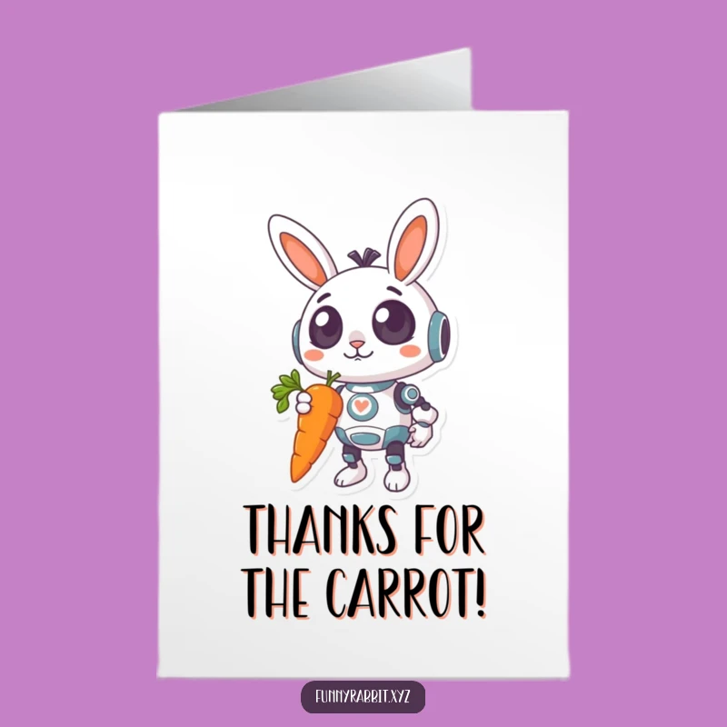 Free Printable Thank You Card: Surprised Rabbit Bot's Giant Carrot Thanks