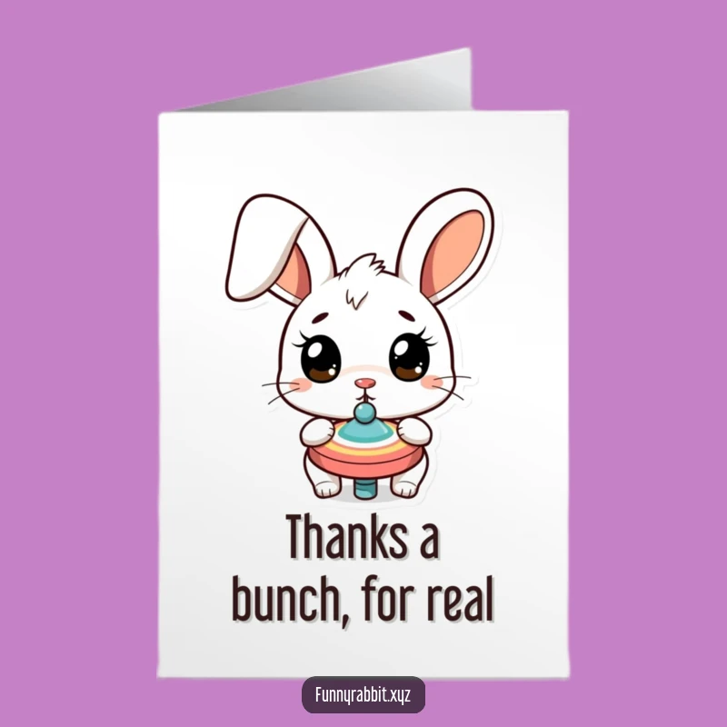 Free Printable Thank You Card: Surprised Rabbit, Spinning Top, Funny Downloadable Gratitude