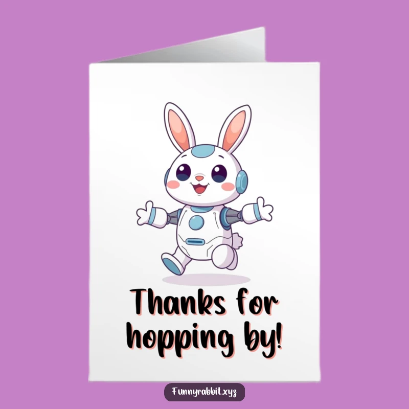 Free Printable Thank You Card: Cheerful Rabbit Bot's Joyful Gratitude