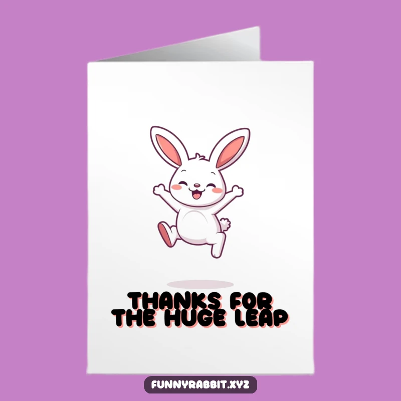 Free Printable Rabbit Thank You Card: Bouncing Cartoon Downloadable Gift