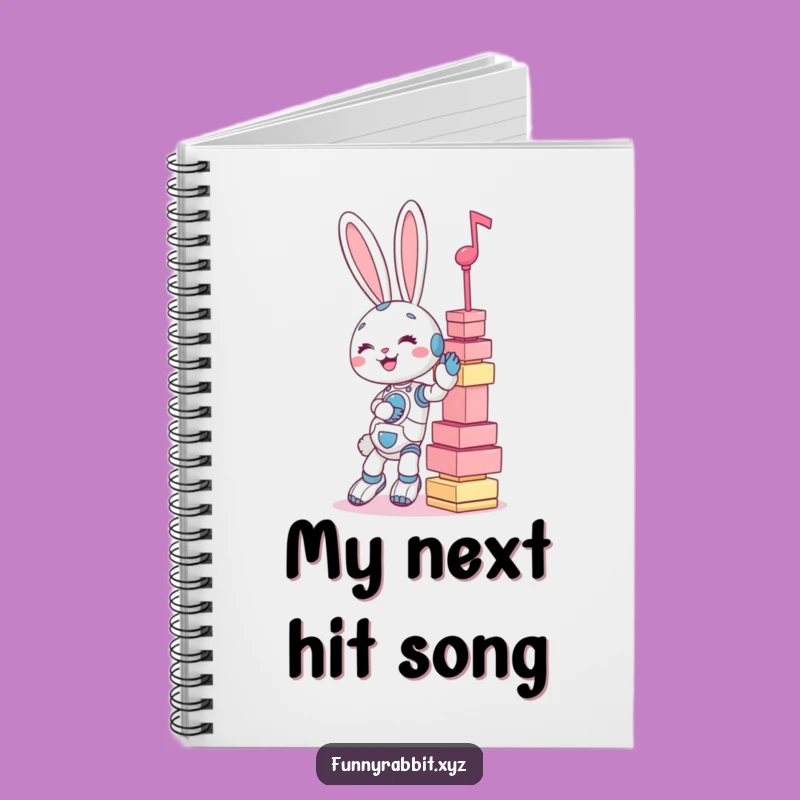 Funny Rabbit Bot Music Tower Notebook - Jot Down Ideas with a Smile