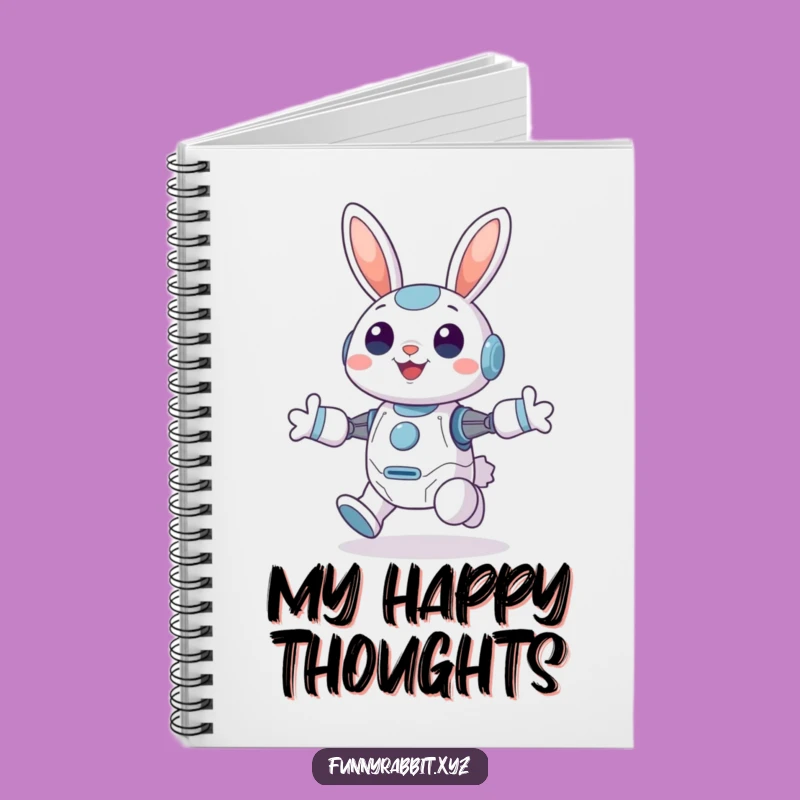Funny Cheerful Rabbit Bot Notebook: Joyful Hopping Bot Journal