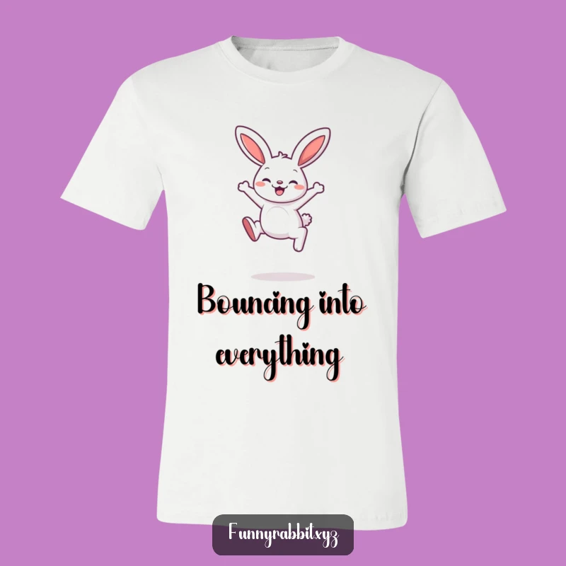 Funny Rabbit Bouncing T-Shirt, Comical Cartoon Leap for Fun