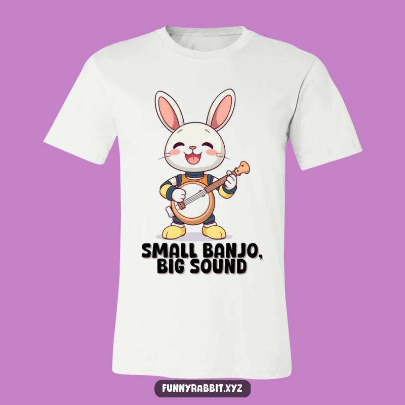 Funny Rabbit Bot Small Banjo T-Shirt - Hilarious Tee for Music Lovers
