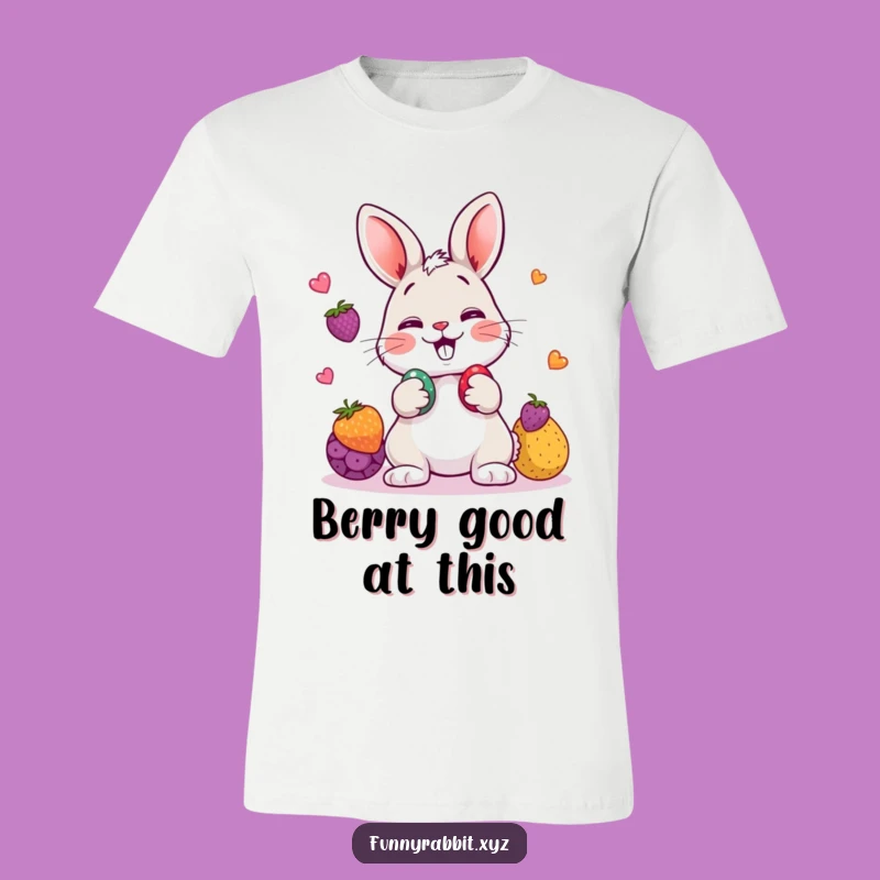 Funny Rabbit Juggling T-Shirt, Comical Cartoon Fun for Berry Lovers