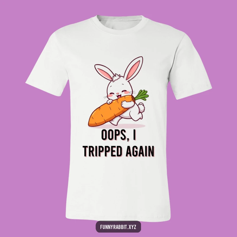 Funny Rabbit Tripping T-Shirt, Comical Cartoon Chaos for Laugh Lovers