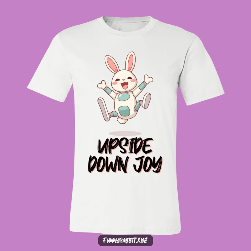 Funny Delighted Rabbit Bot T-Shirt: Silly Somersault Fun Tee