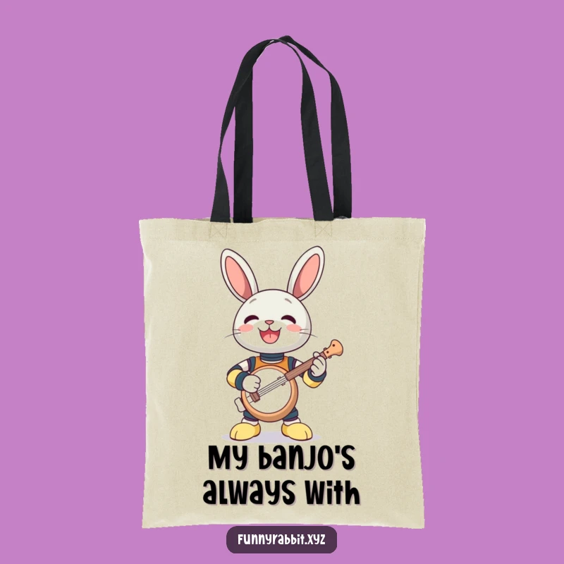 Funny Rabbit Bot Banjo Tote Bag - Carry Your Music and Smiles